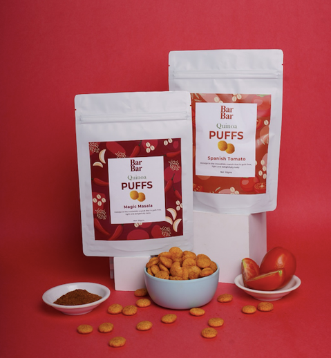 Jowar Puff, Magic Masala Flavour, Healthy Roasted Millet Snack, Neelam Foods Namkeen, Healthy Snack, Roasted Masala Puff, Gourmet Stories Quinoa Puff