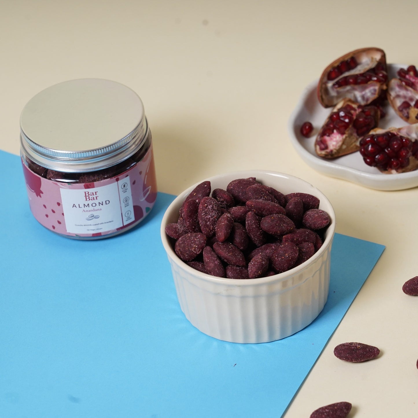 Gift premium Almonds, Gift unique flavoured almonds, gift gourmet dryfruits, coated badam, shop premium dryfruits and badam, anardana badam, flavoured californian almond.