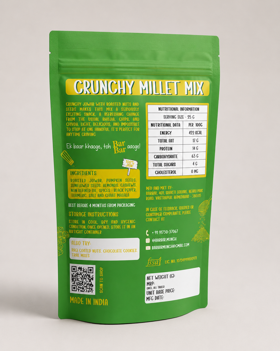 Roasted Millet Nut Mix 150g - Best Healthy Snack | No Refined Sugar & Not fried